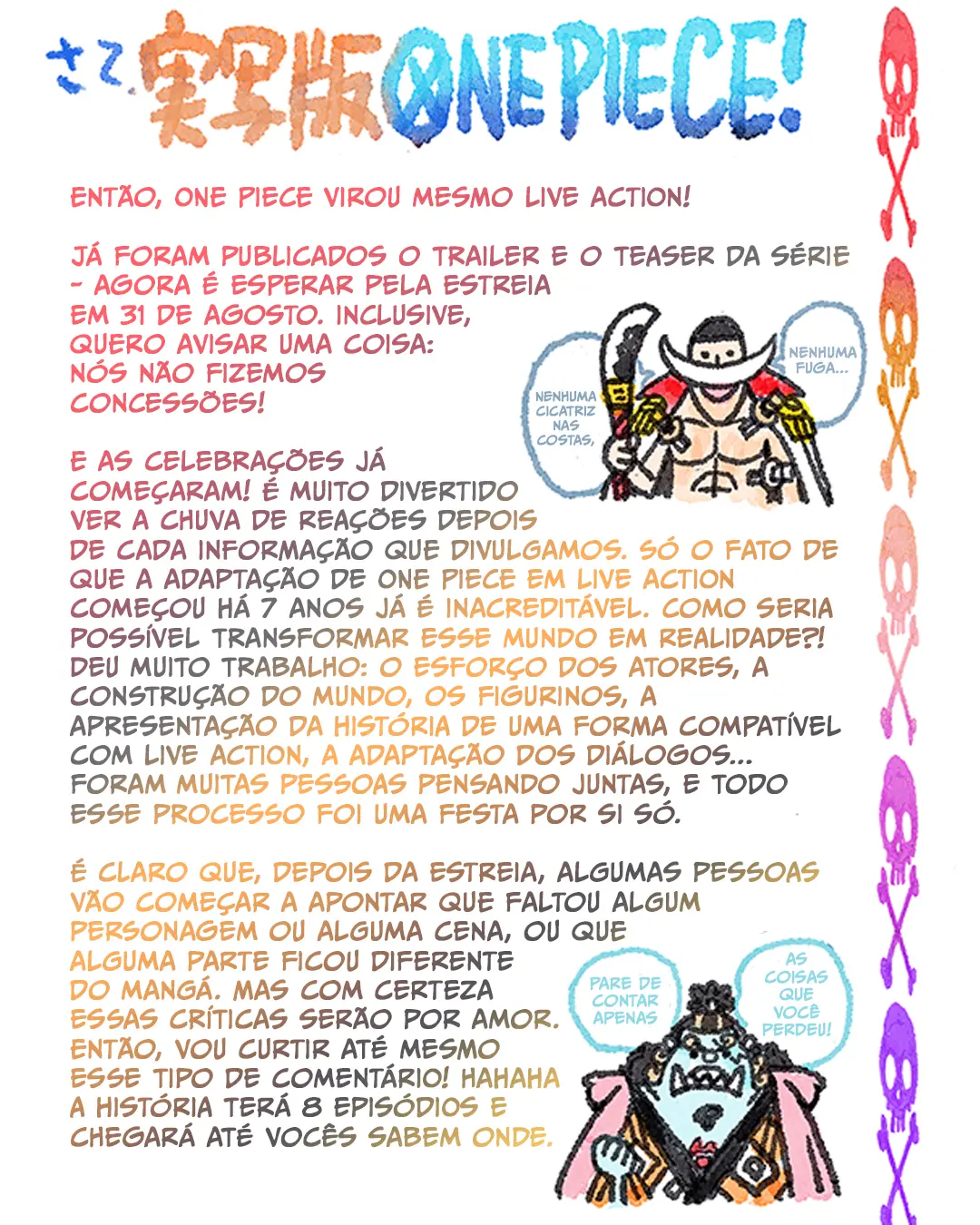 Mensagem do Oda sobre o Live Action | One Piece Ex